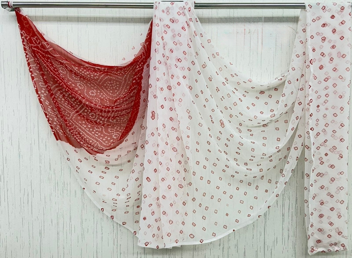 Red tipkii with bandhej Flower Print