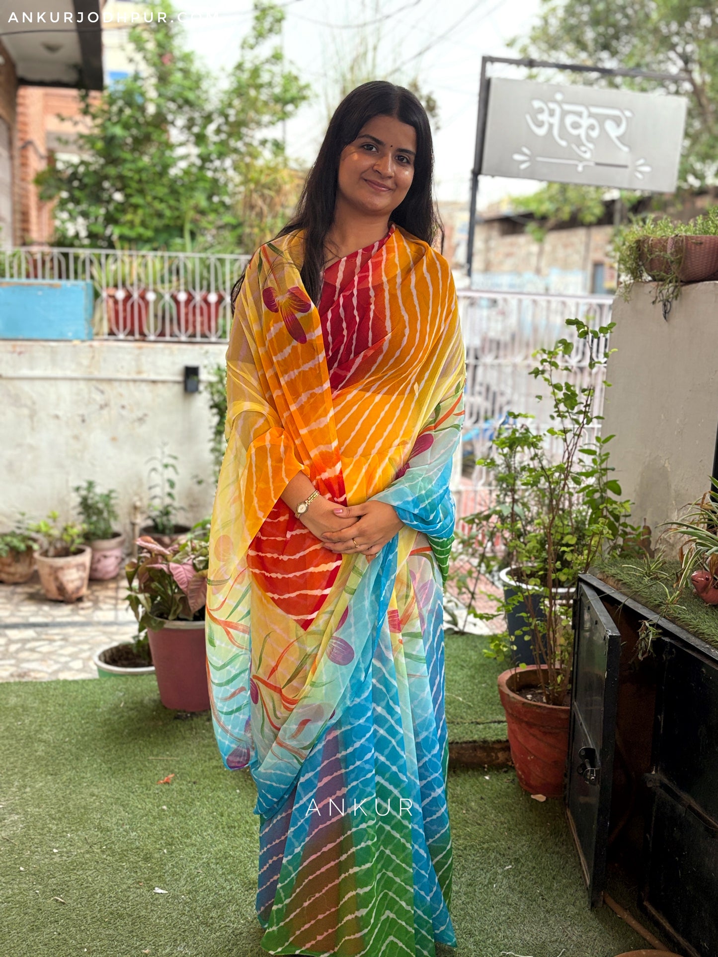 Aarohi Lehriya with Flower print