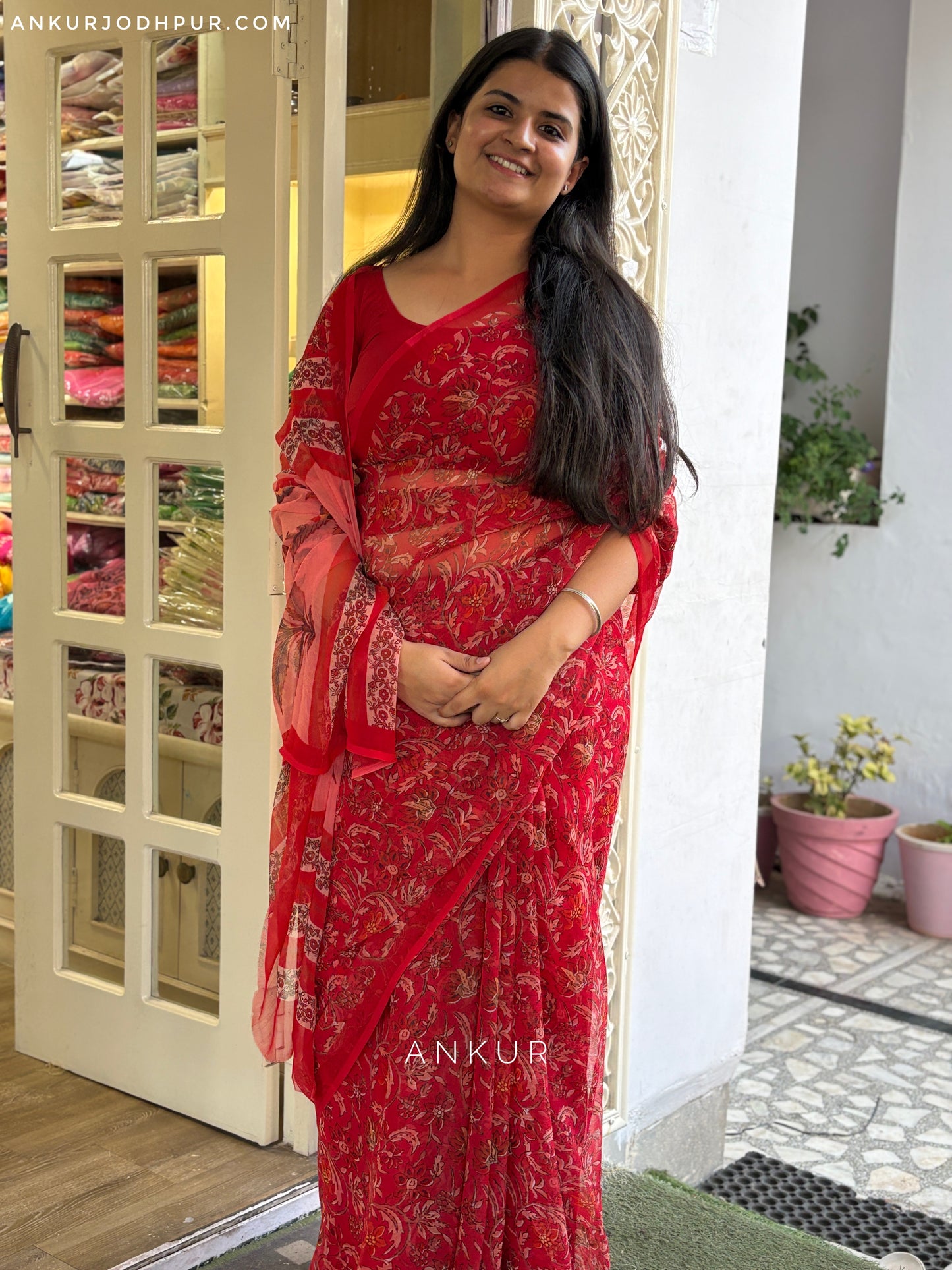 Flowery Cotton Design two Vintage Isha Chiffon