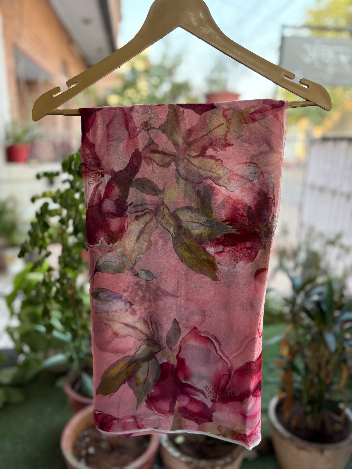 Pink Flower Isha Pure Chiffon