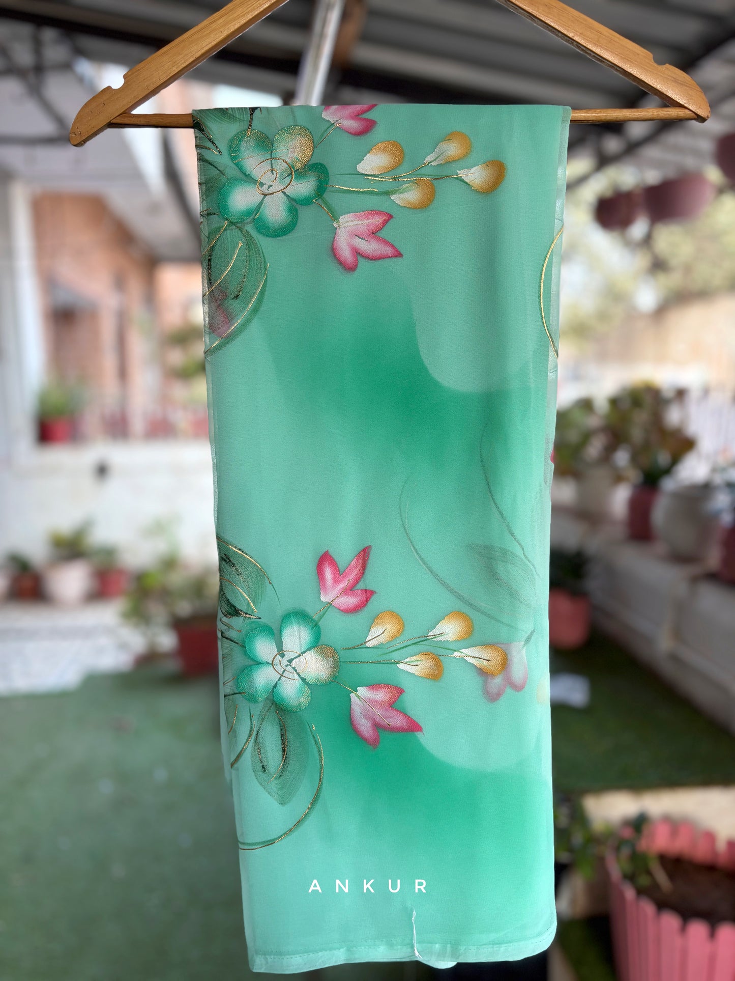 Seagreen Flower Brush Paint