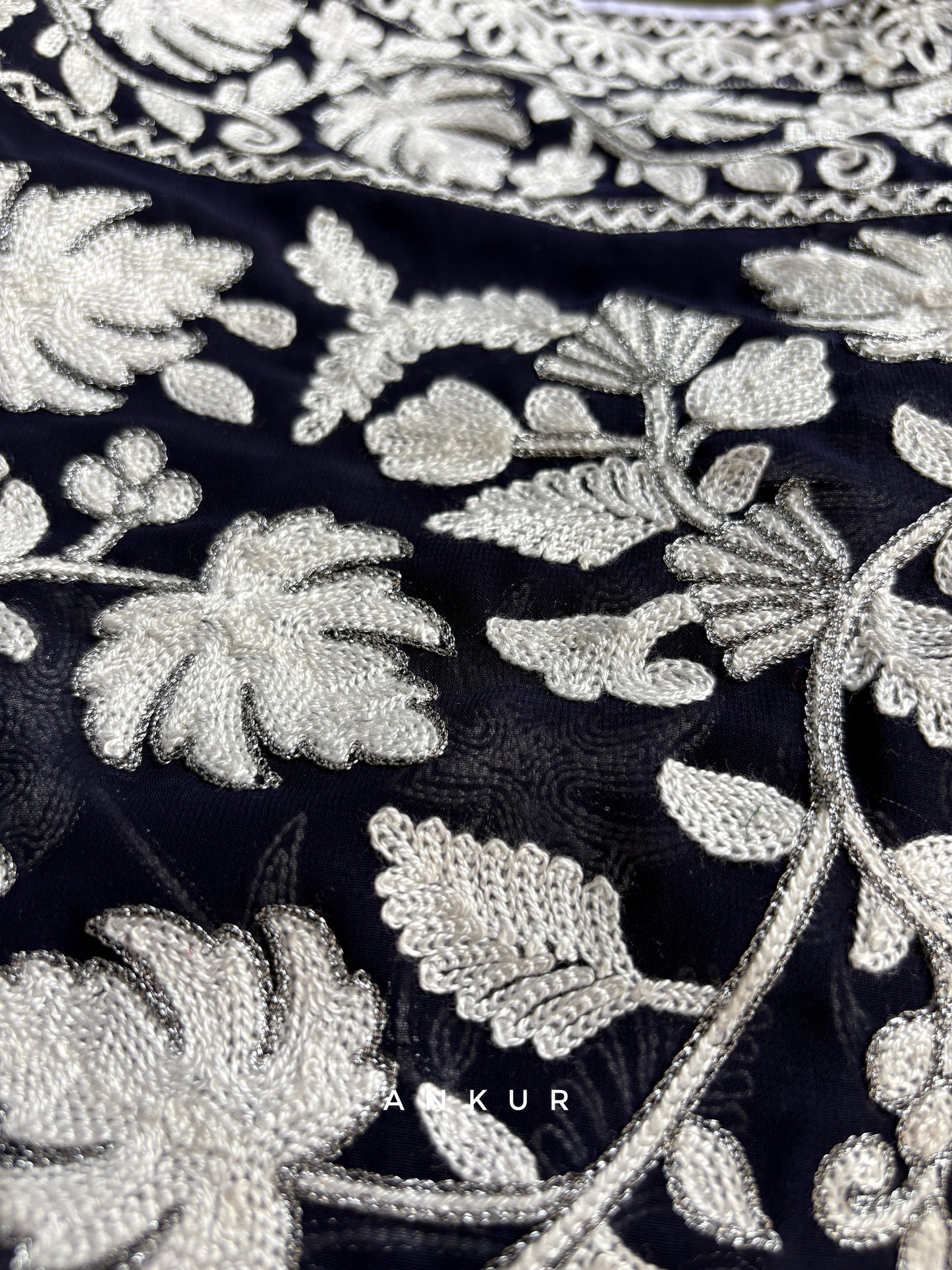 Black&cool white Kashmiri Ari work