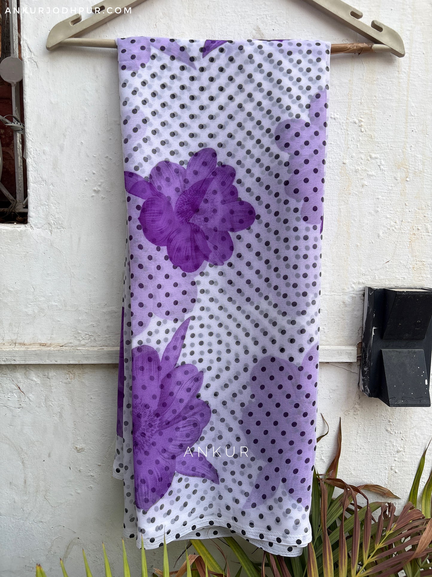 Polka dots Purple Flower Print