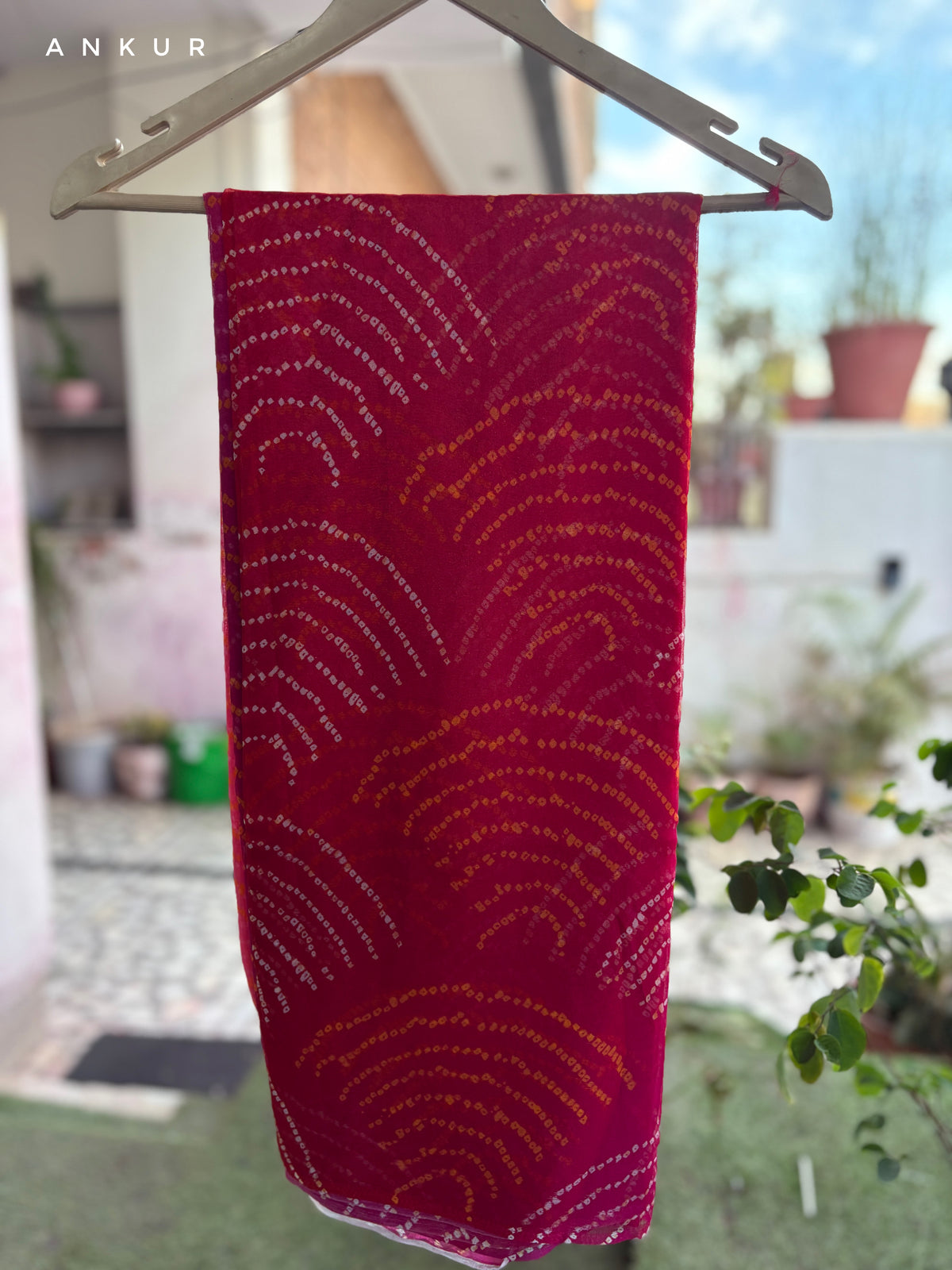 Bandhani rani shade Isha Pure Chiffon