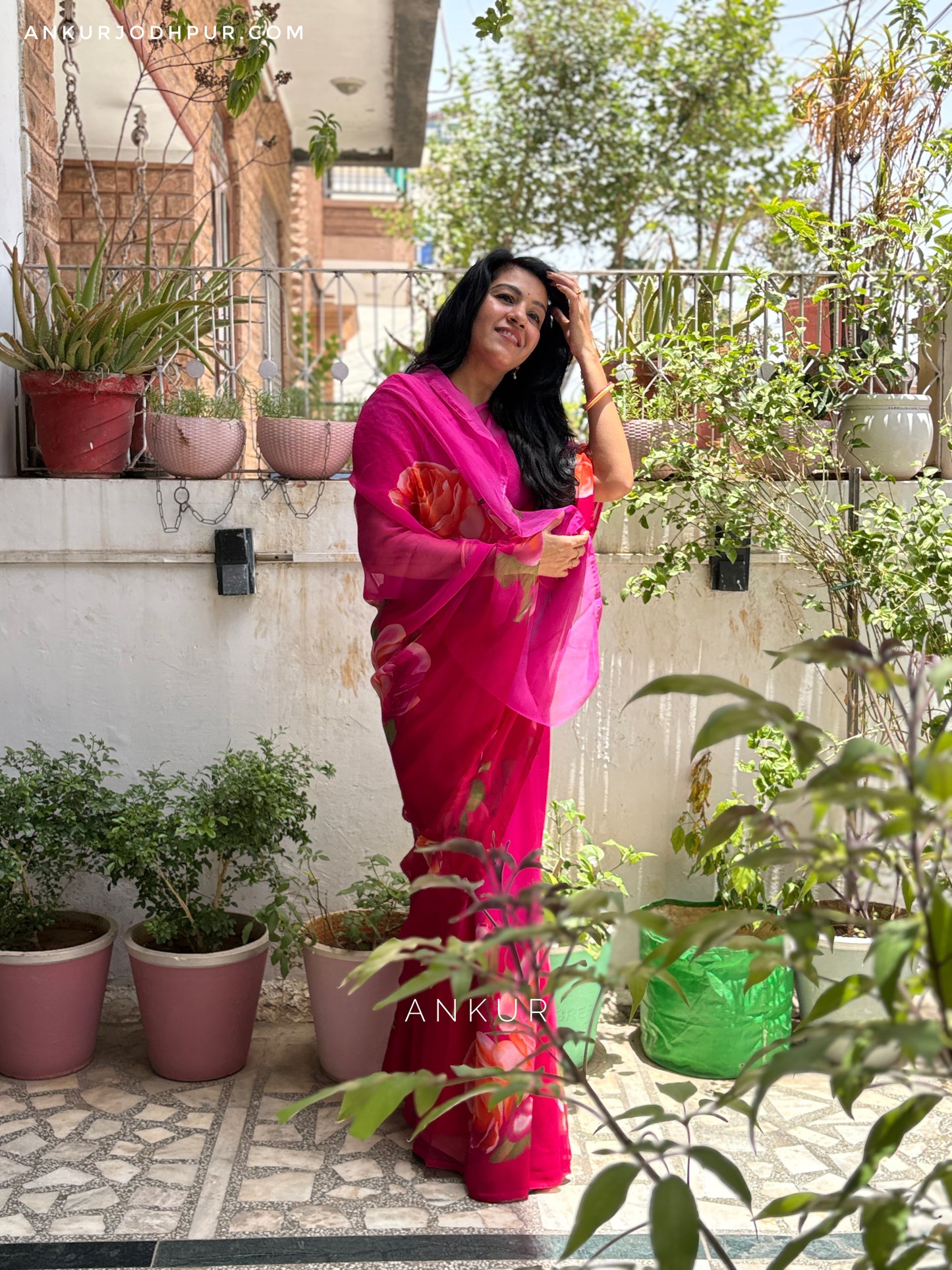 Double Shade Rose Rani Flower Print