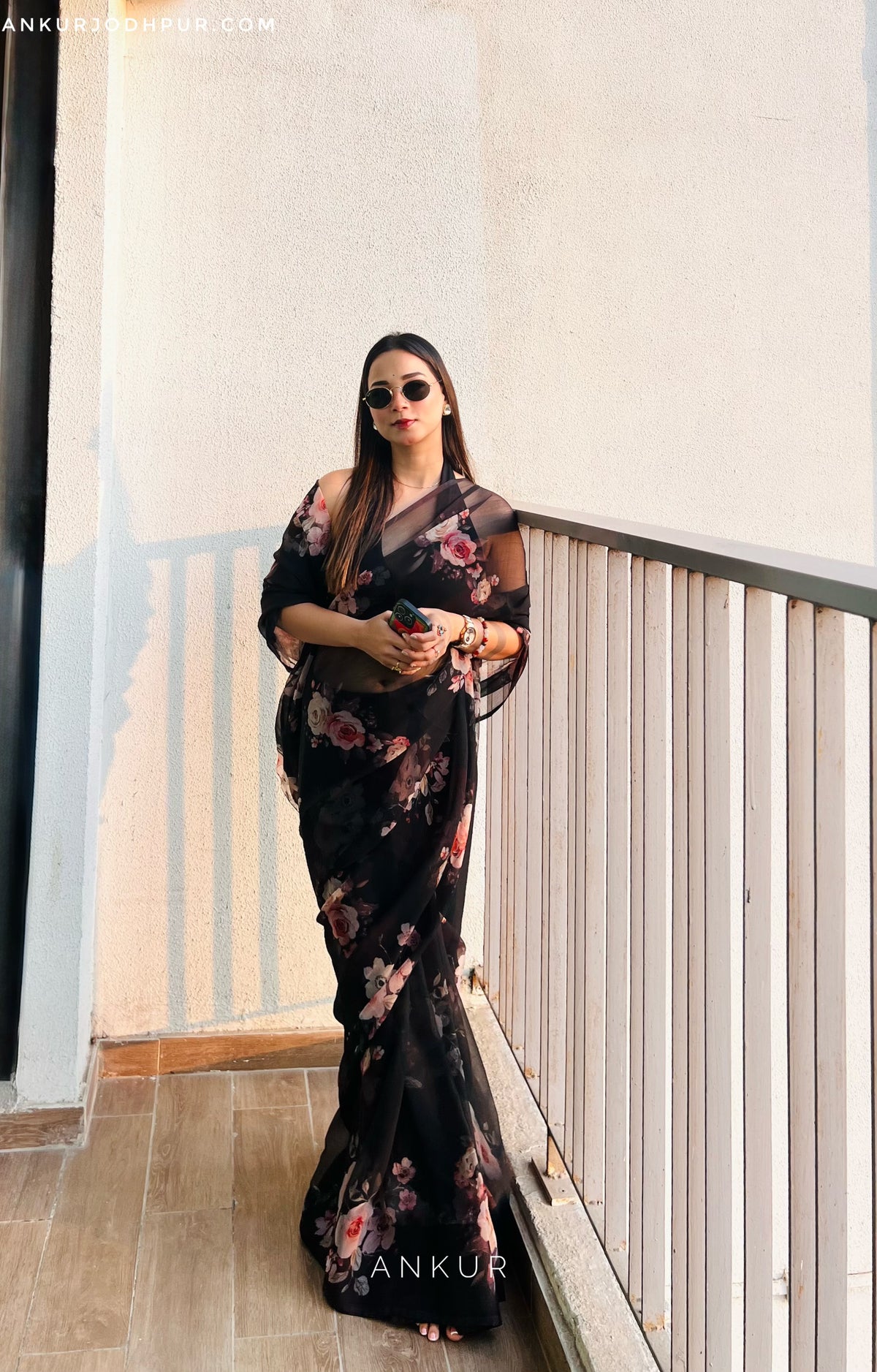 Soft Coffee Black Vintage Isha Chiffon