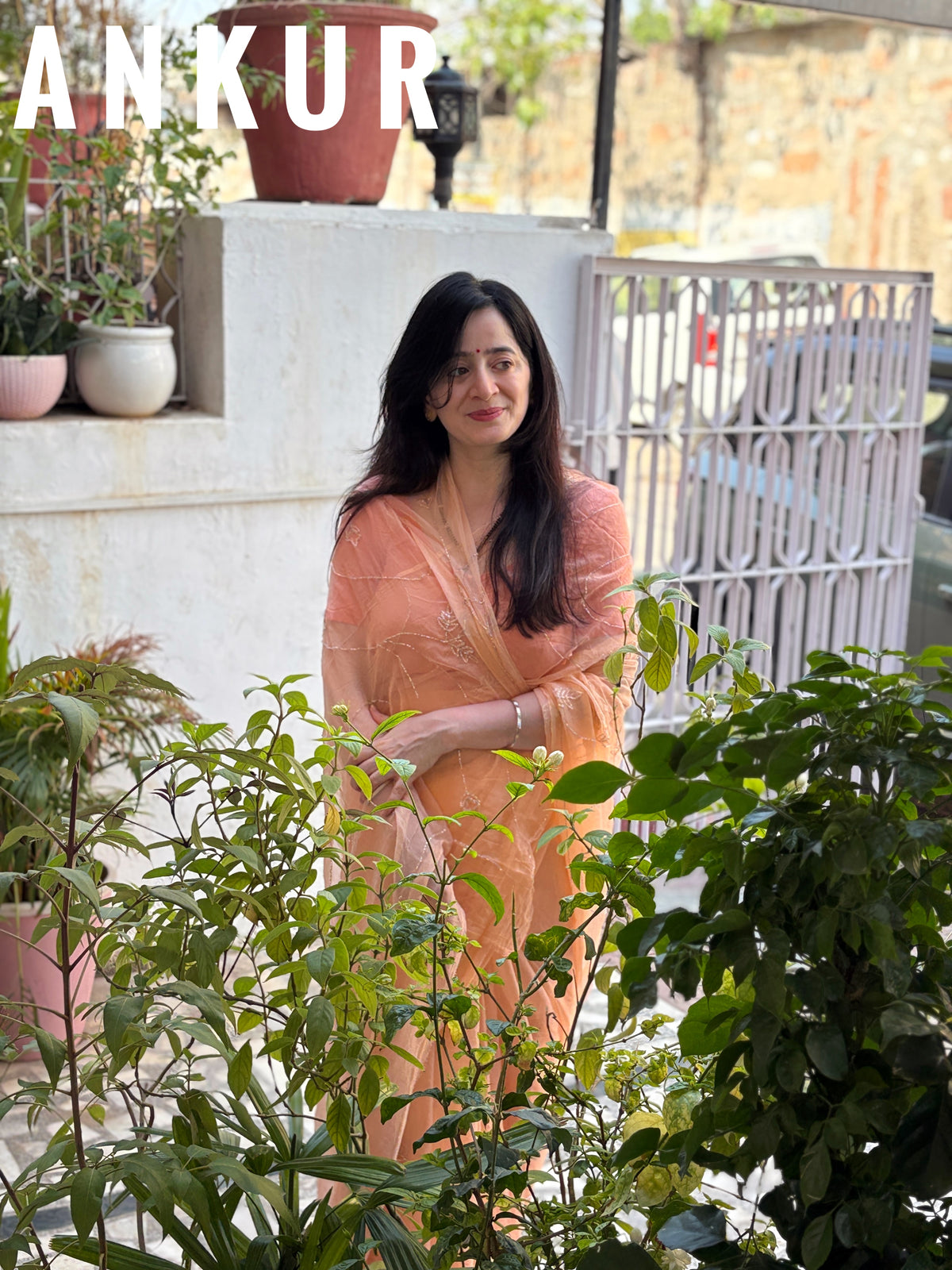Rooh-e-gulab peach Zari Pure Chiffon PremSundari