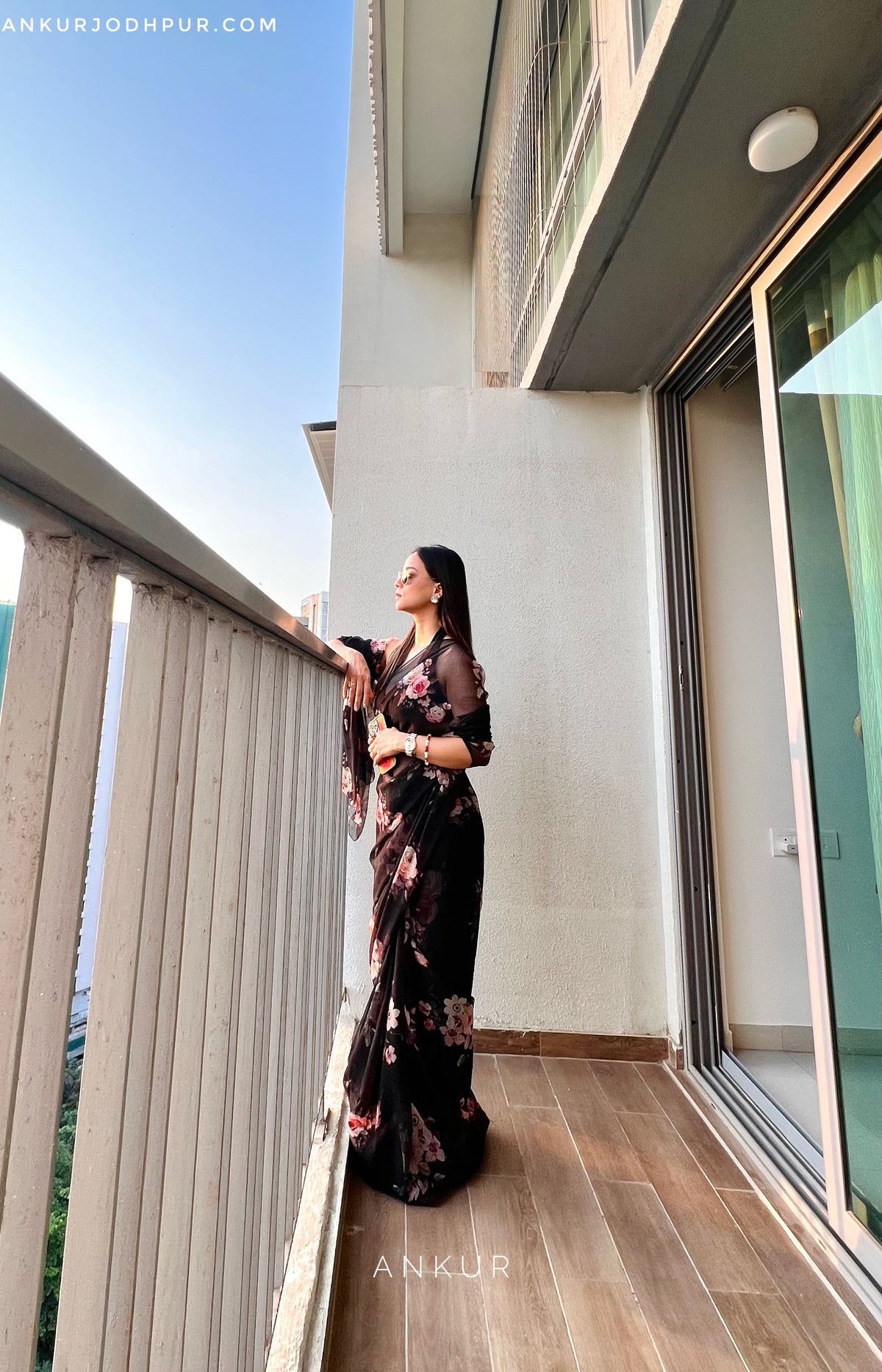 Soft Coffee Black Vintage Isha Chiffon