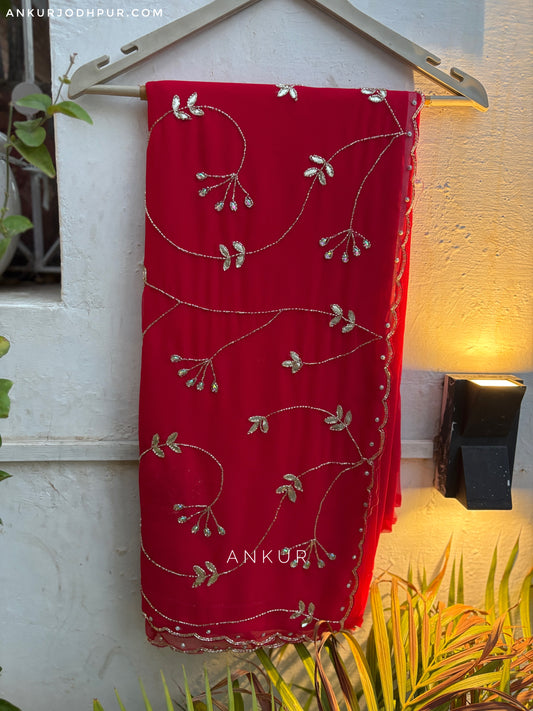 Ruby Red cut dana Suhani 2.0 Half Pallu Jaal work