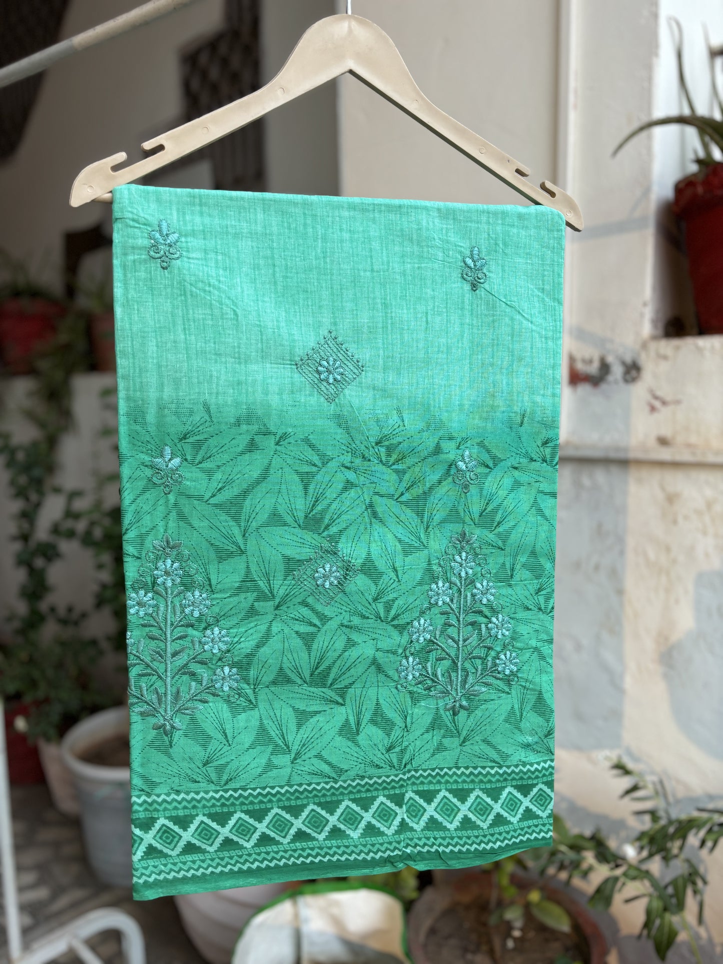 Sea Blue Cotton saree