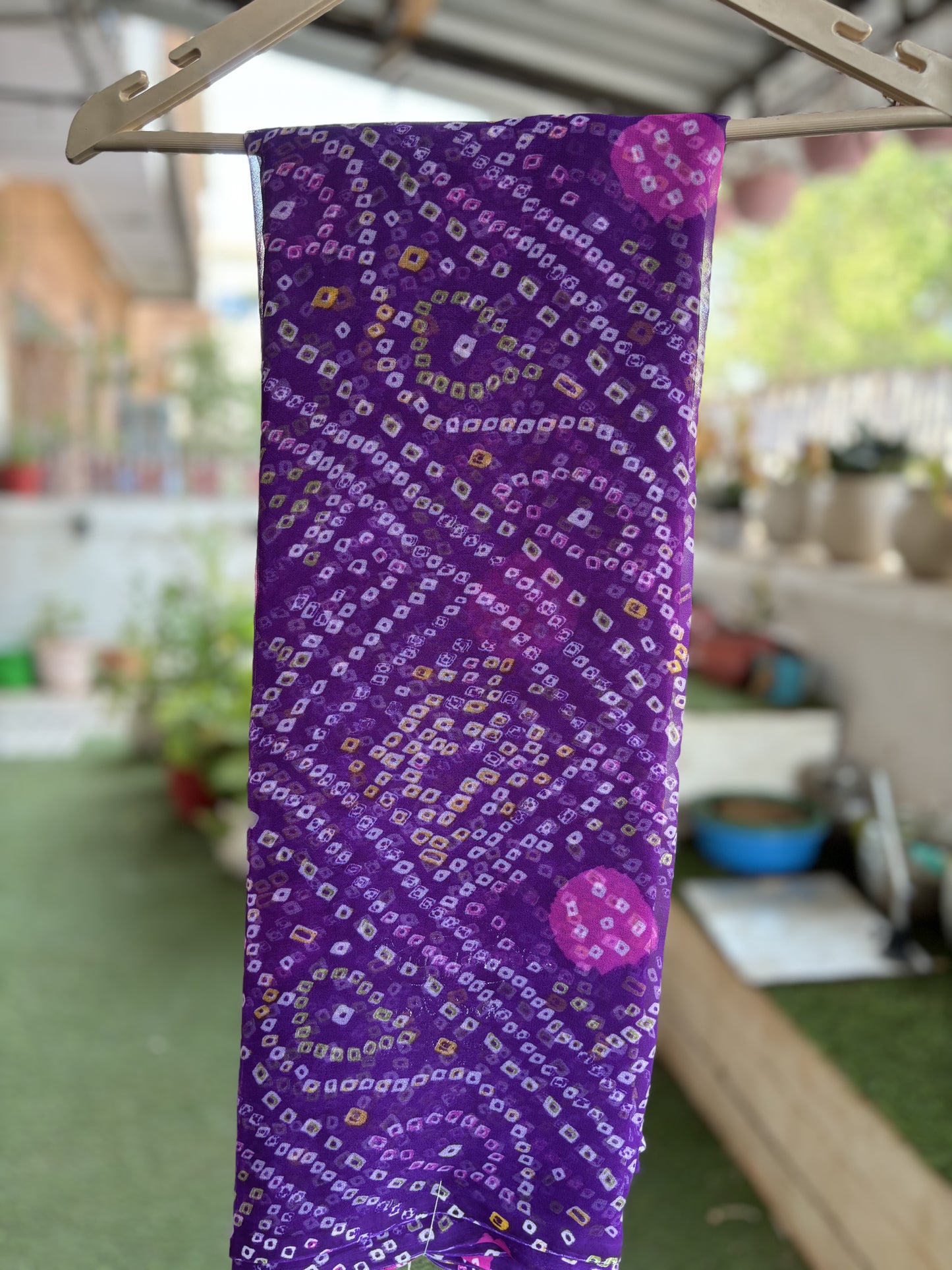 Purple Bandhani Saree with Ladu