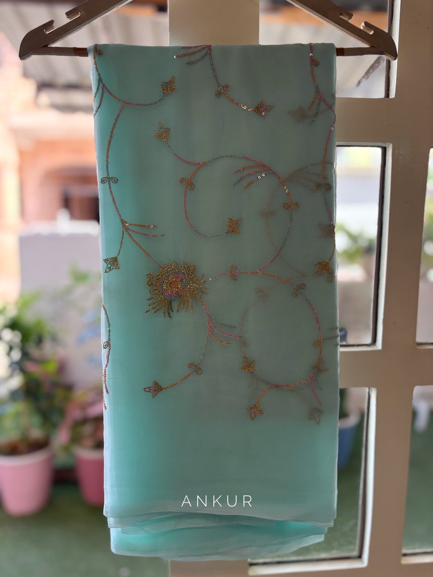 Boutonnière Sky Blue Sequins Suhani