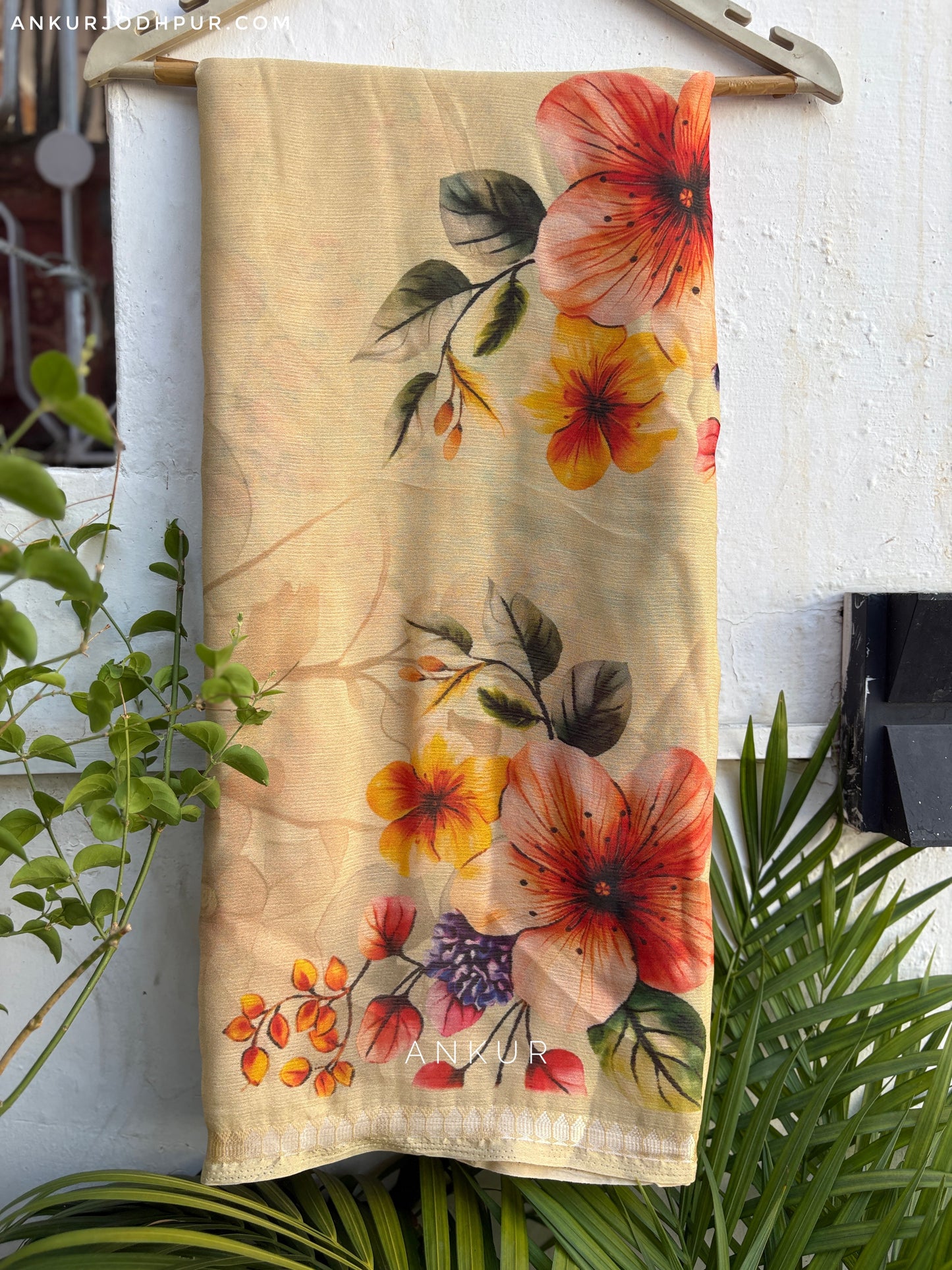 Sunlit Flora Charm Vintage Isha Premium Chiffon