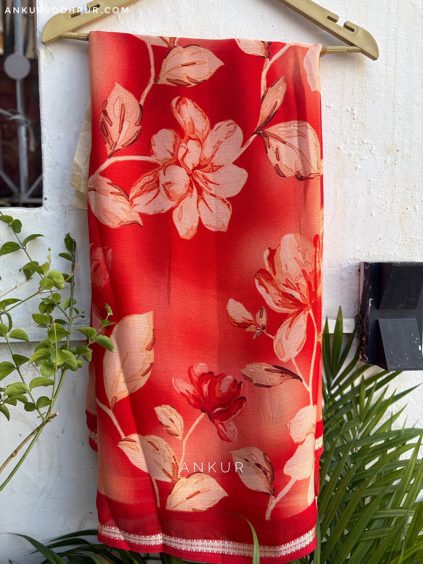 Cherry Blossom Radiance Vintage Isha Premium Chiffon