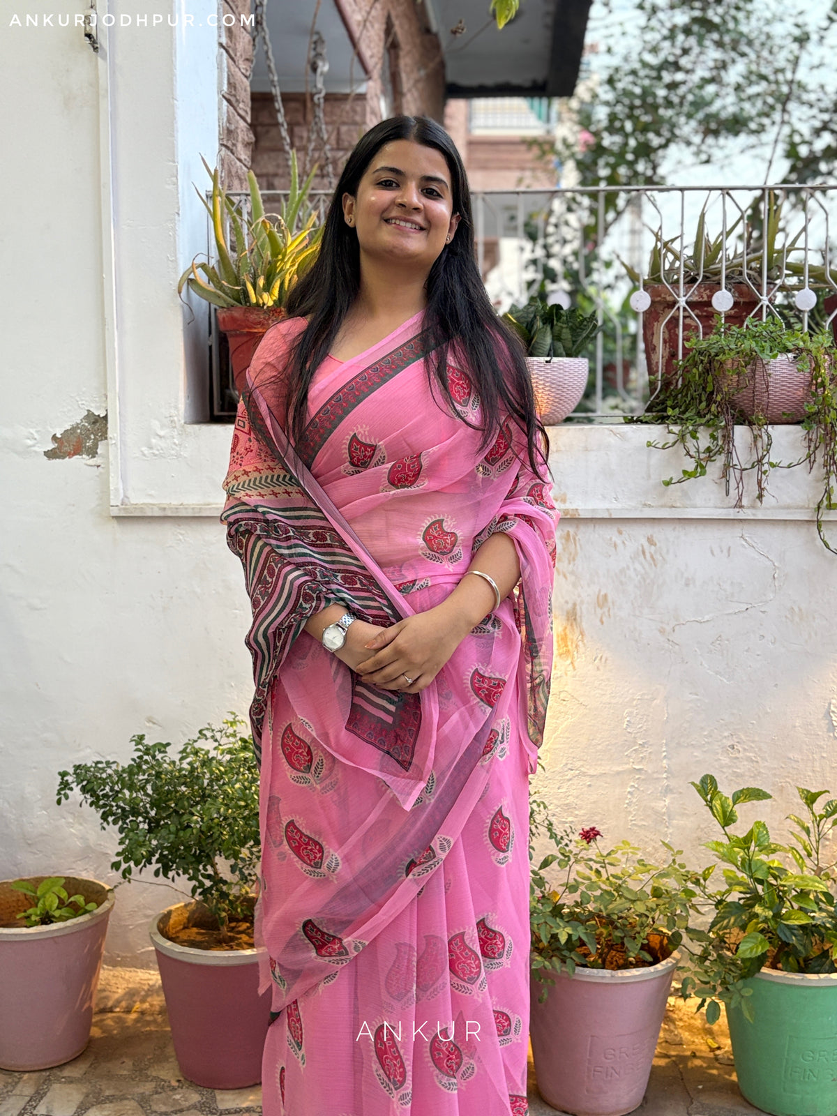 Flowery Cotton Design nine Vintage Isha Chiffon