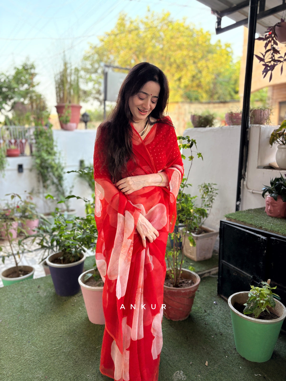 Ruby Circles Vintage Isha Chiffon