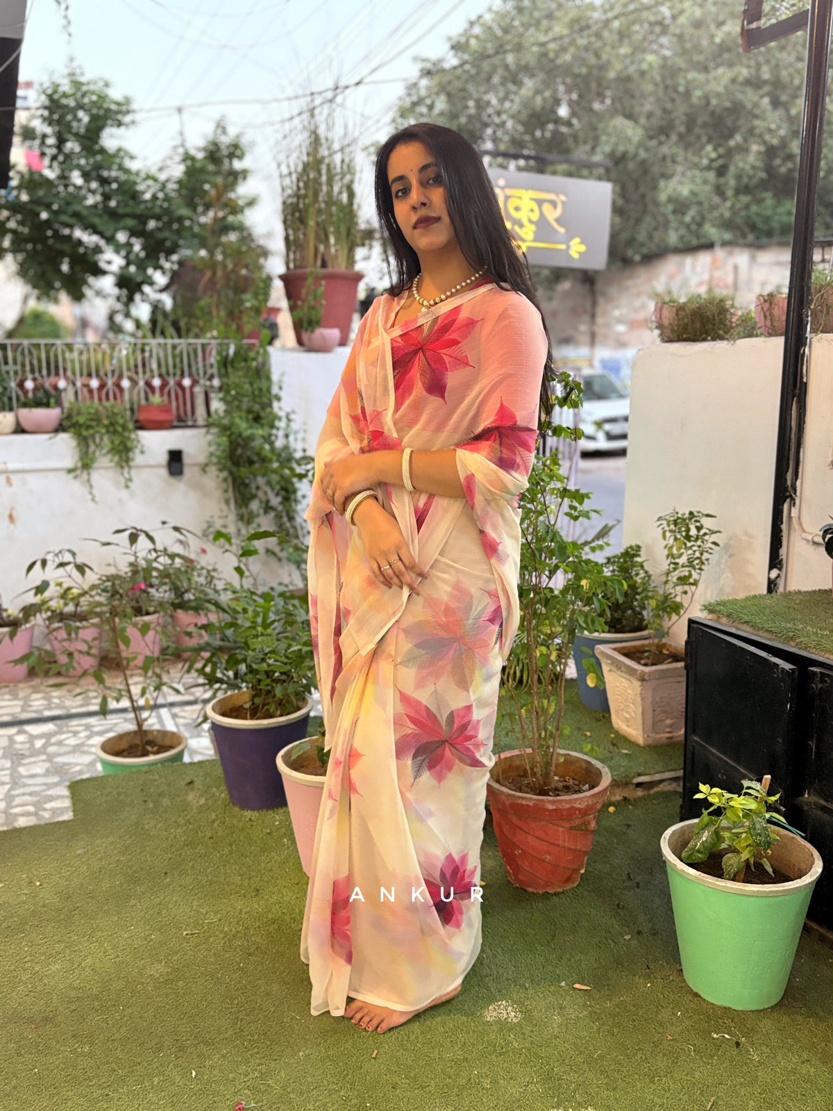 Starburst Pink Vintage Isha Chiffon