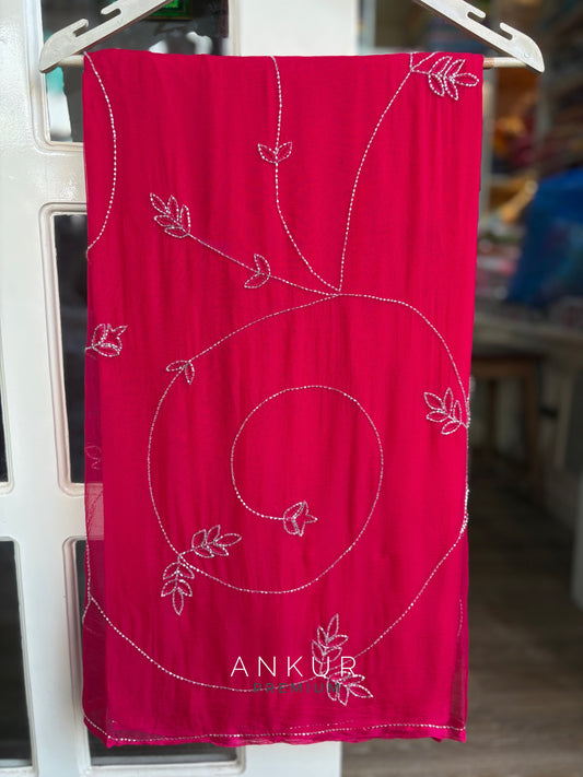 Gulabi Gulnar rani Zari Pure Chiffon PremSundari