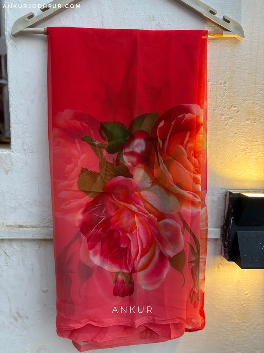 Double Shade Rose Red Flower Print