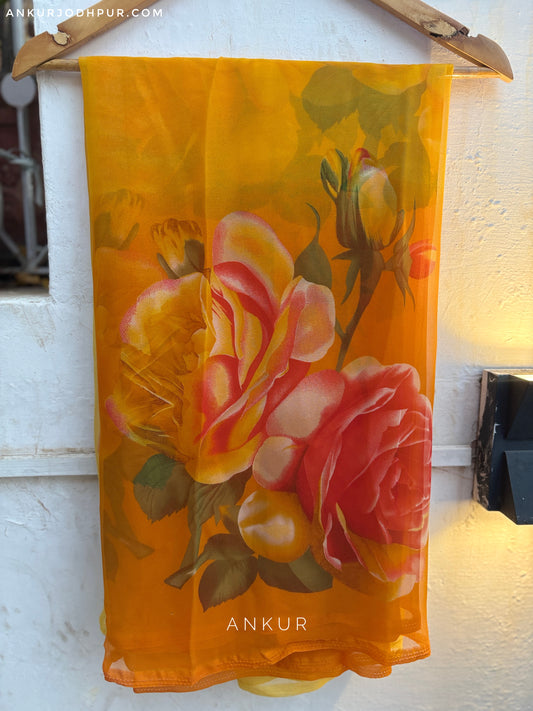 Double Shade Rose Yellow Flower Print