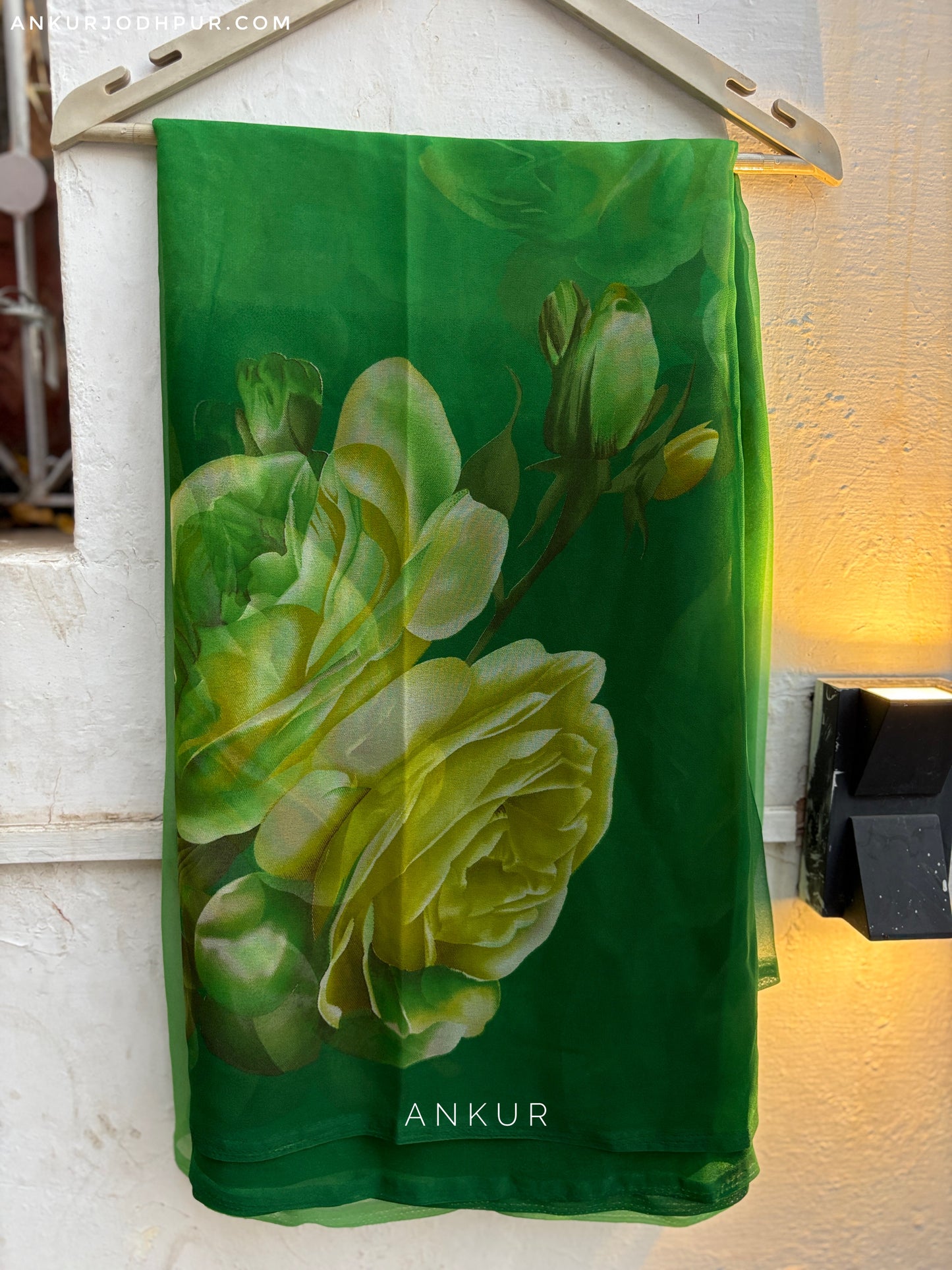 Double Shade Rose Green Flower Print