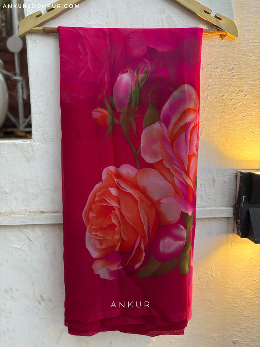 Double Shade Rose Rani Flower Print