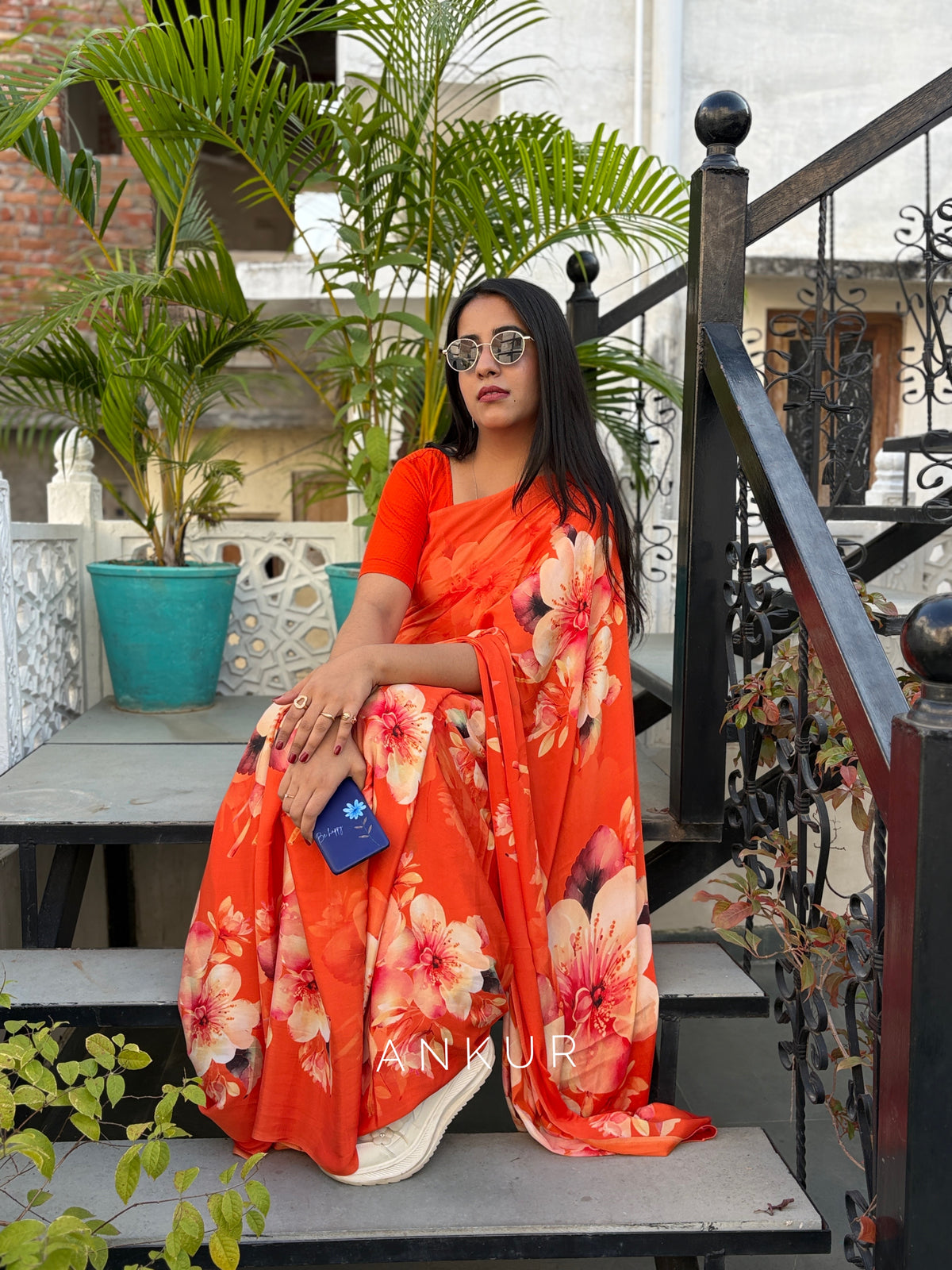 Tangerine Floral Ember Mona Beyond Silk