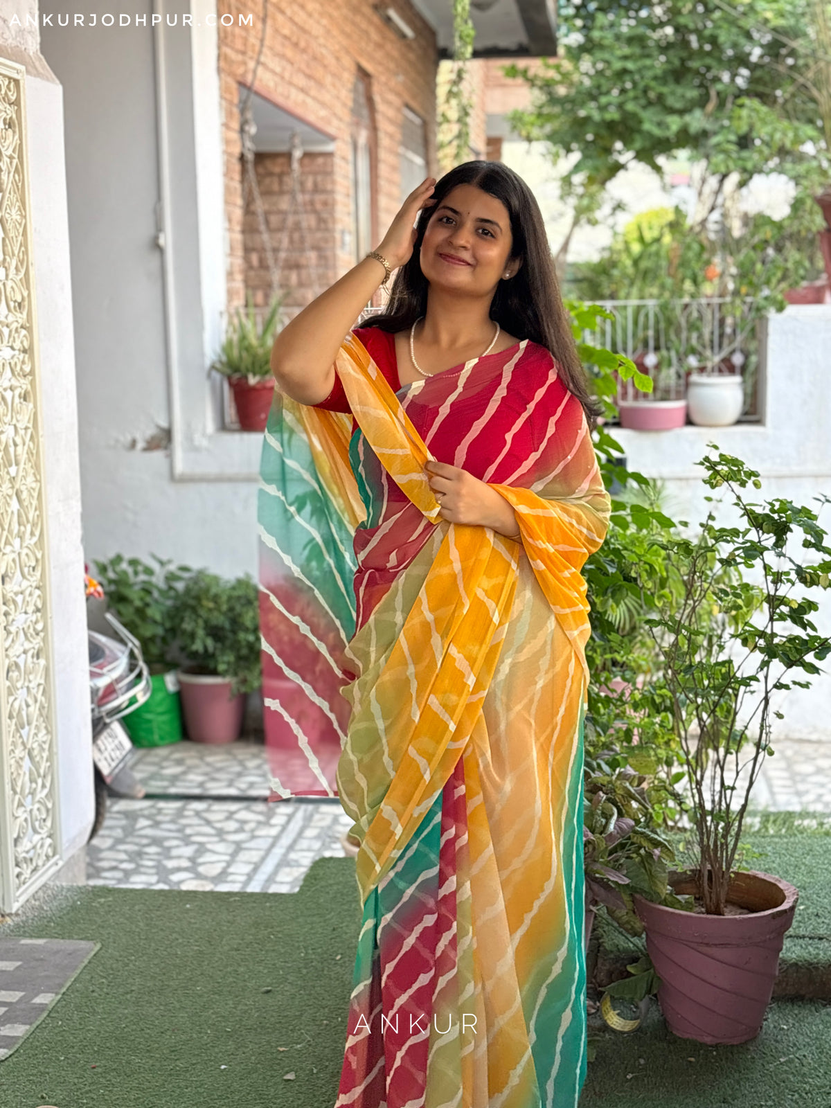 Lime Green Vintage Isha Chiffon lehriya