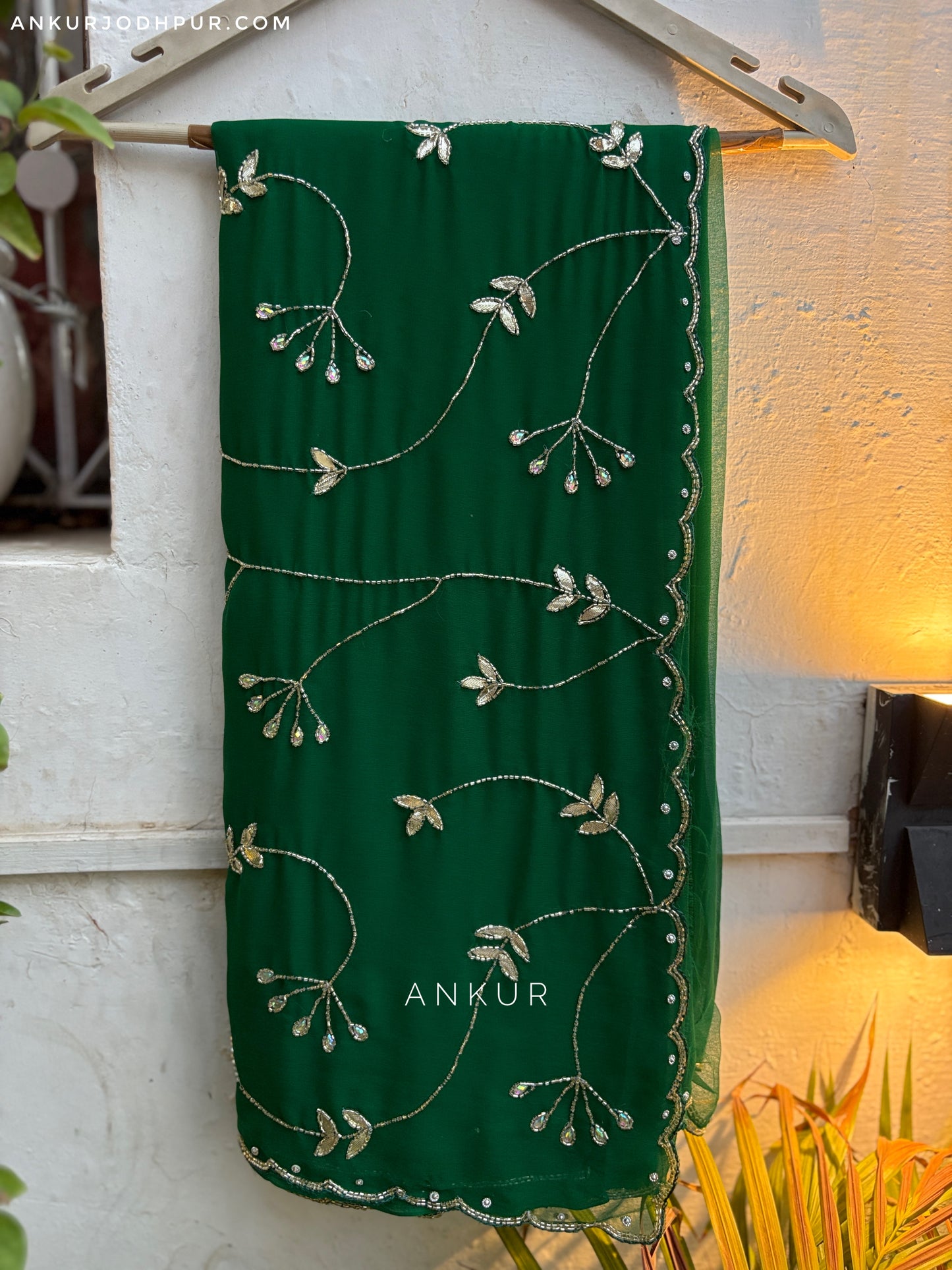 Emerald Green cut dana Suhani 2.0 Half Pallu Jaal work