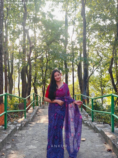 Purple Bandhani Saree with Ladu