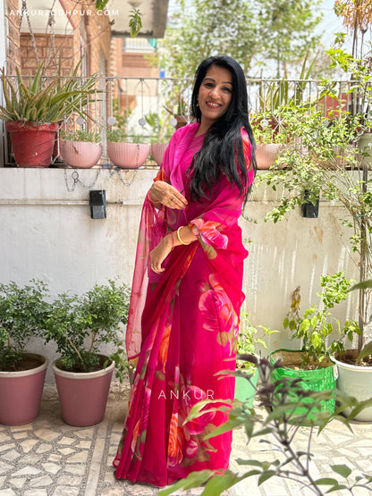 Double Shade Rose Rani Flower Print