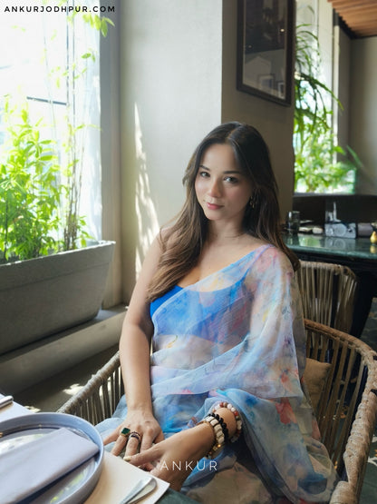 Powder Blue Vintage Isha Chiffon