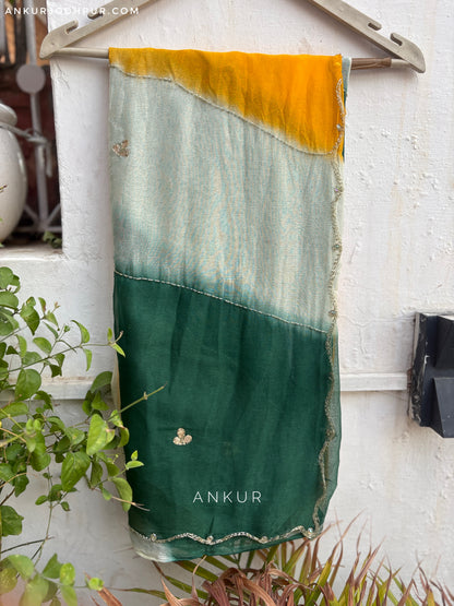 Green Yellow Shade Queenly Lehriya Nagina