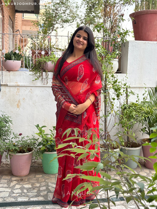 Flowery Cotton Design four Vintage Isha Chiffon