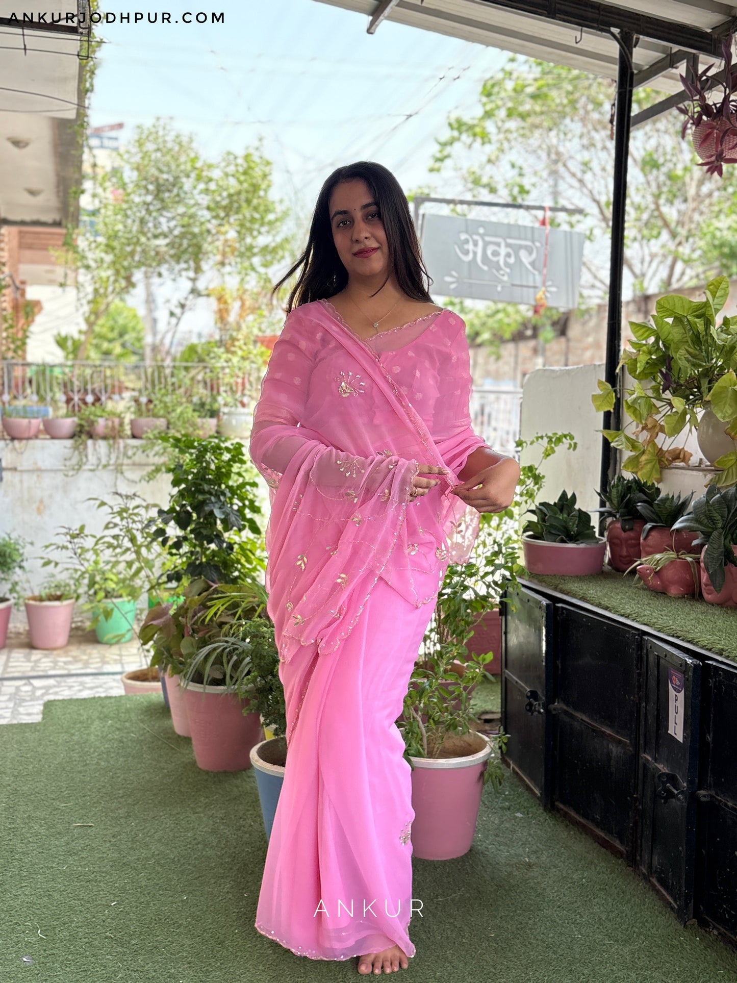 Dusty Pink cut dana Suhani 2.0 Half Pallu Jaal work