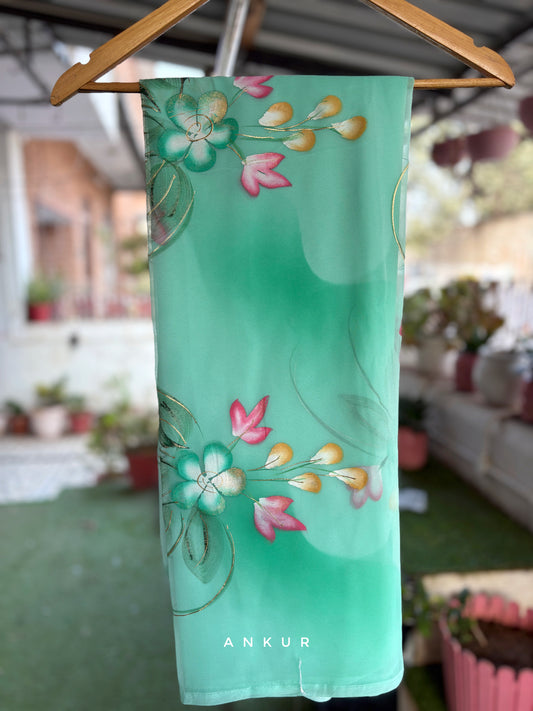 Seagreen Flower Brush Paint