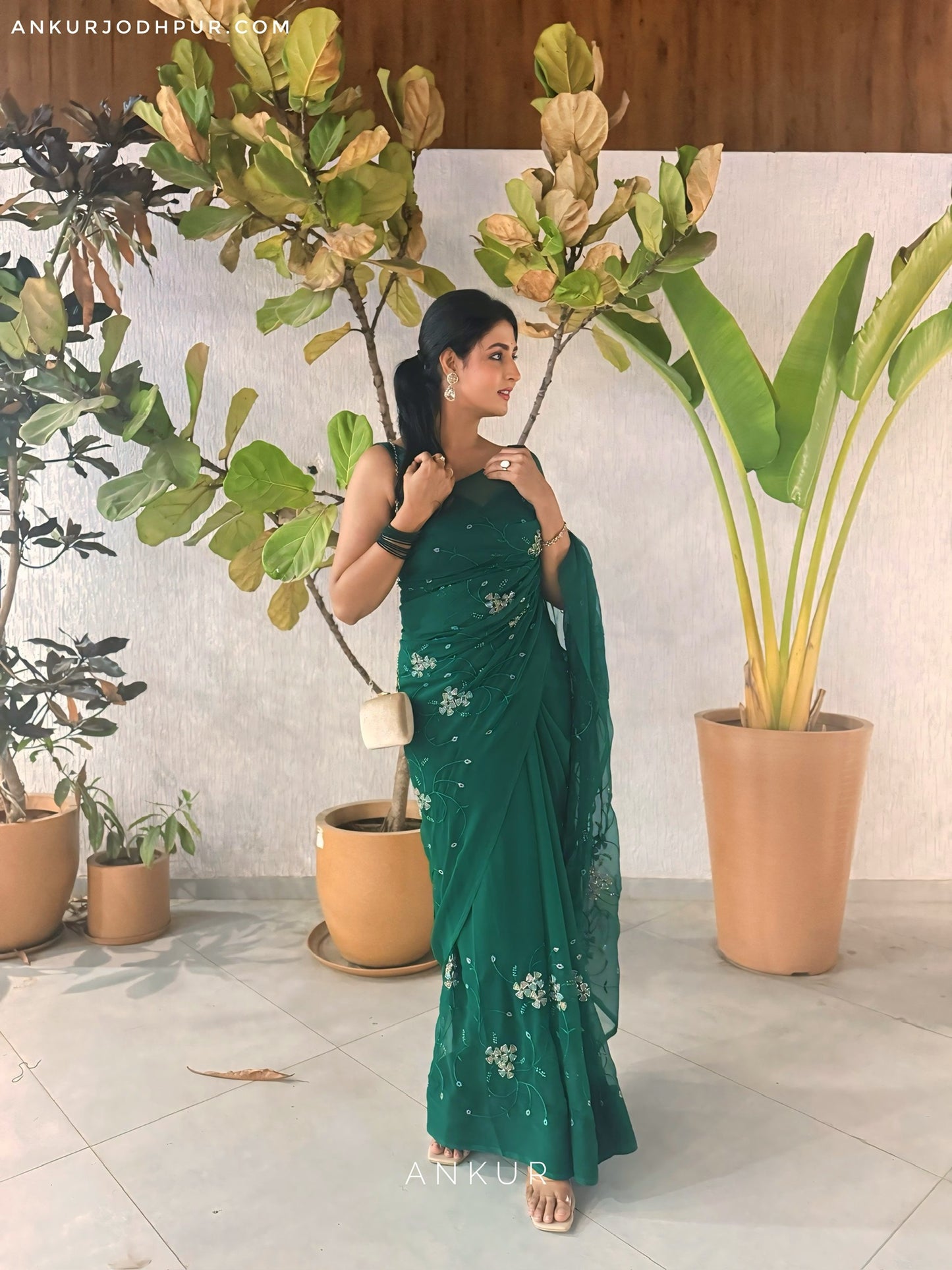 Olive Green Blossom Suhani