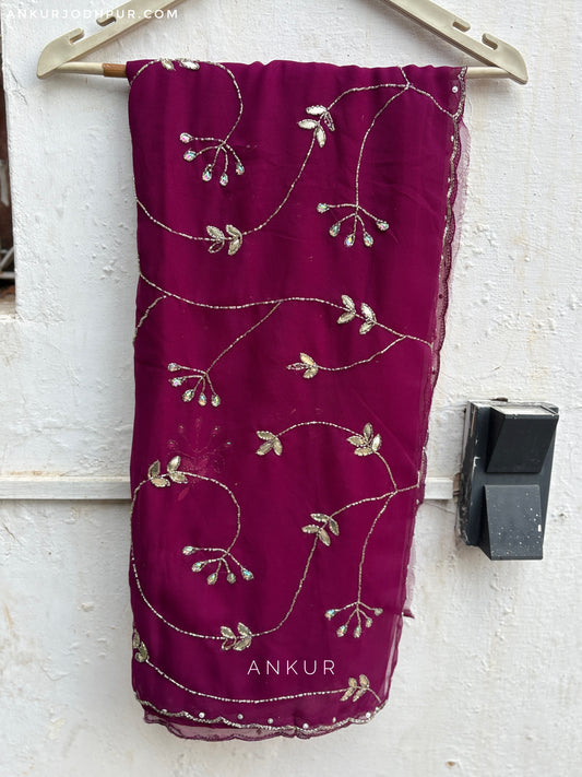 Wine Cut-dana Suhani 2.0 half pallu jaal work