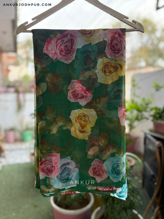Multi Rose Mist Green Flower Print