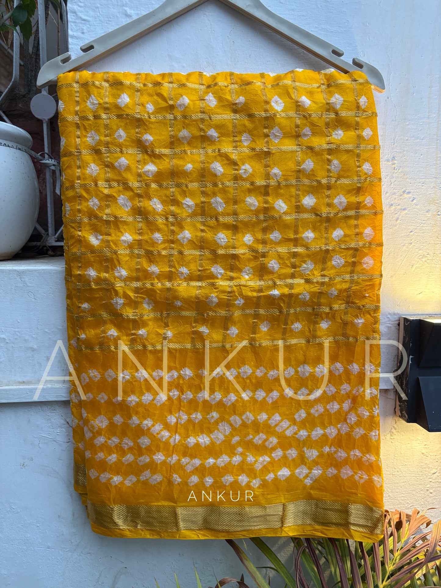 Golden Yellow Shades Silk Bandhani