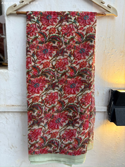 Grey Ditsy Floral Print Vintage Isha Chiffon