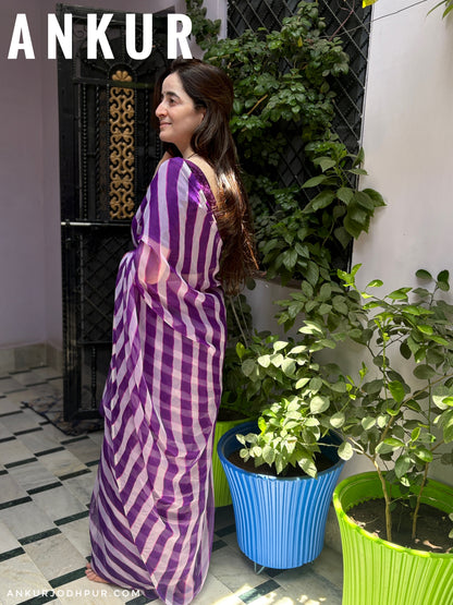 English Purple Shade Lehriya