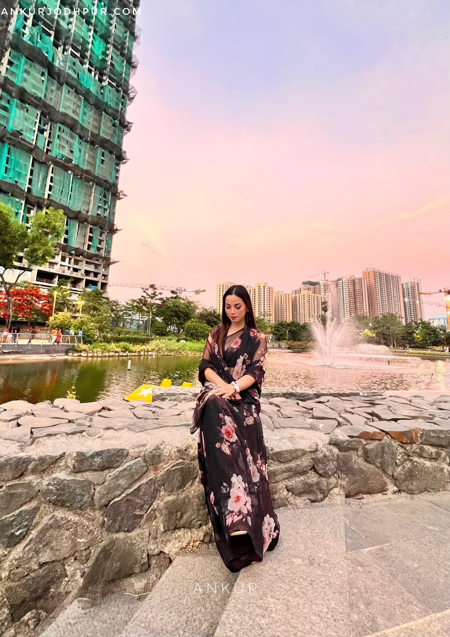 Soft Black Vintage Isha Chiffon