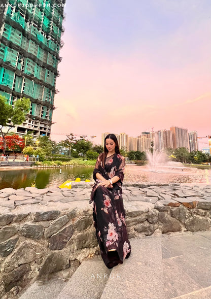 Soft Black Vintage Isha Chiffon