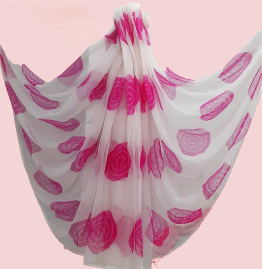 Pink and white Laddu Faganiya Saree