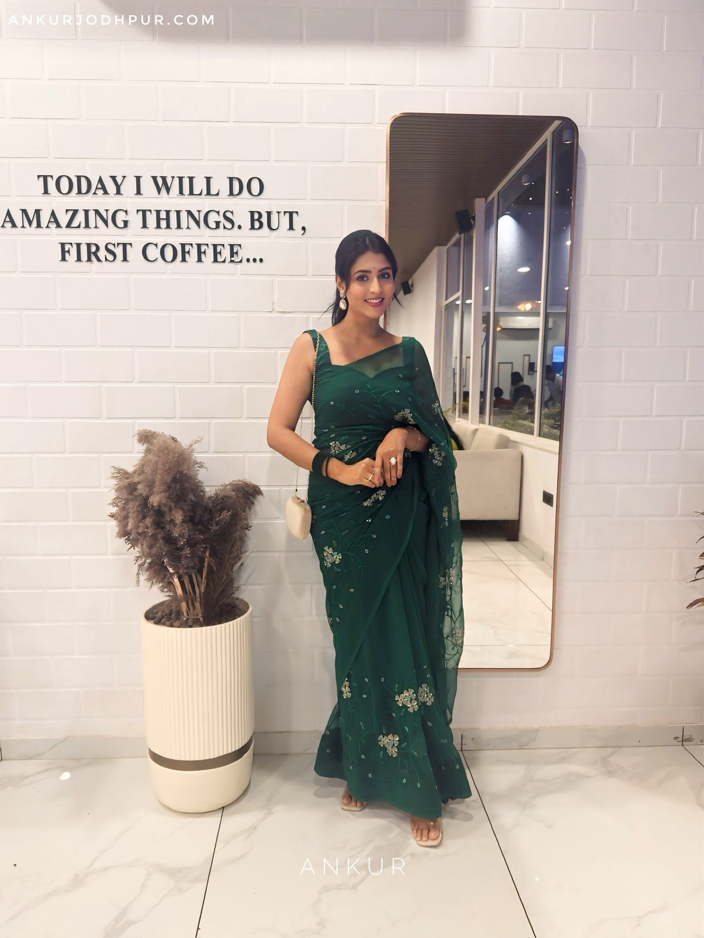 Olive Green Blossom Suhani