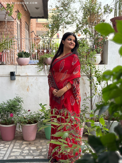 Flowery Cotton Design four Vintage Isha Chiffon
