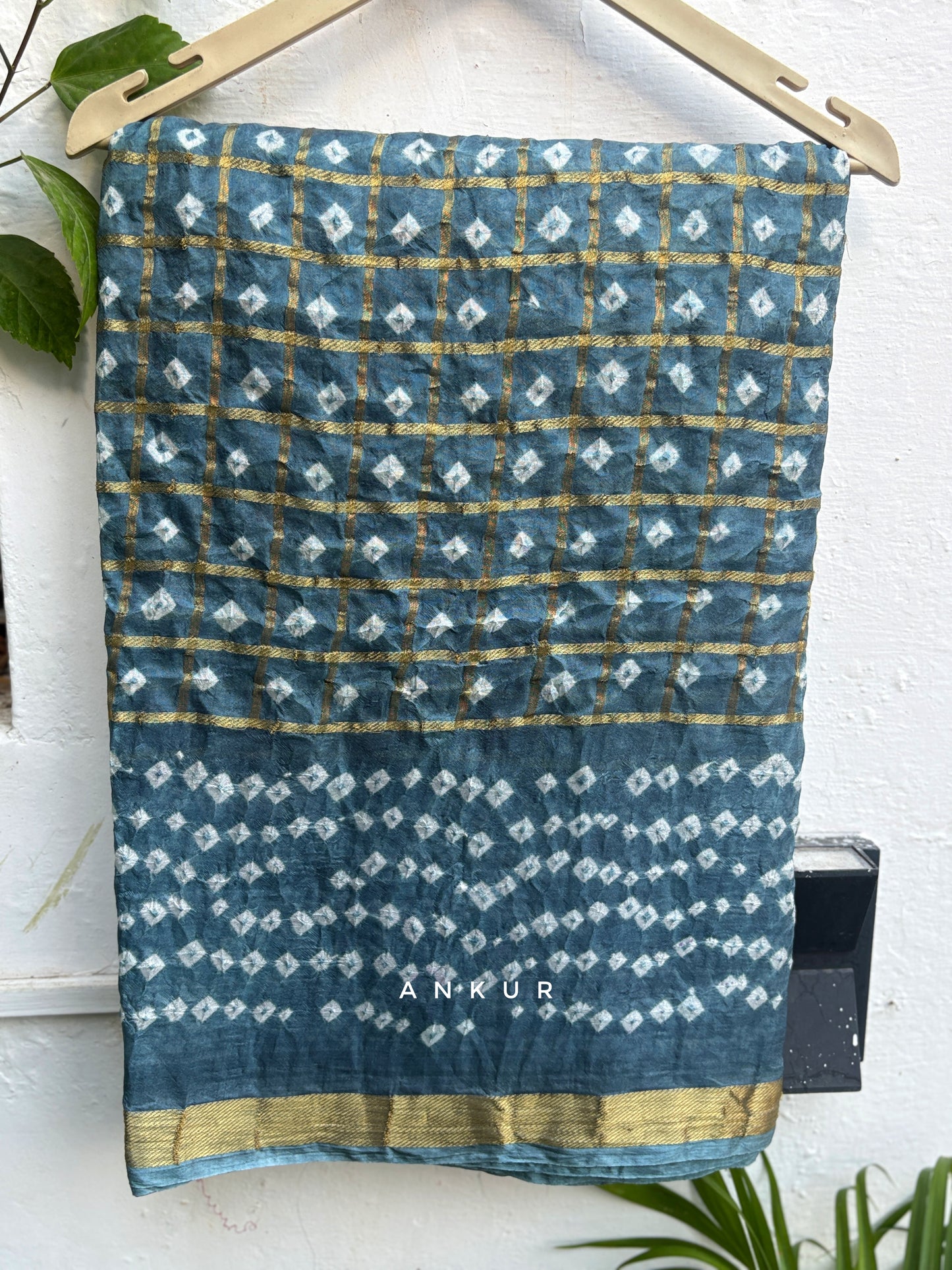 grey  Silk Bandhani