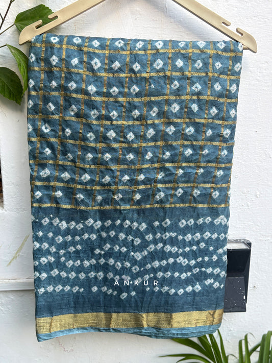 grey  Silk Bandhani