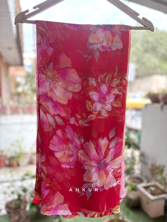 Double shaded Red Flower Print